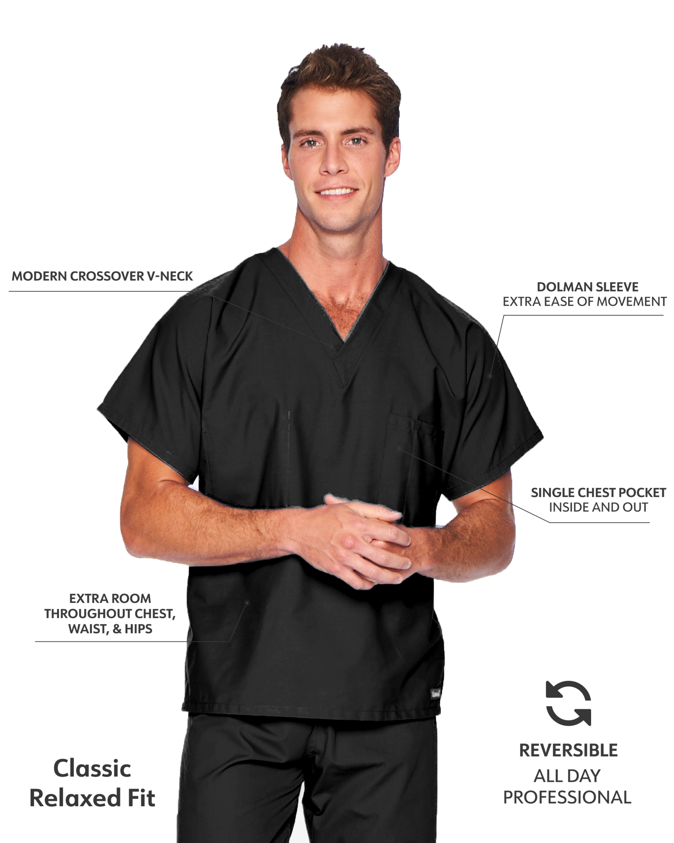Landau - Essentials - Unisex One-Pocket Reversible V-Neck Top 13