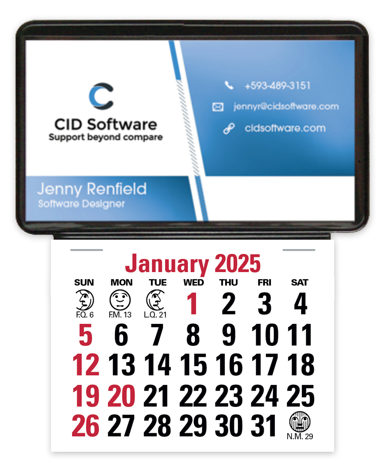 Triumph® Calendars Press-N-Stick Business Card Holder (No Imprint) With Calendar Pad