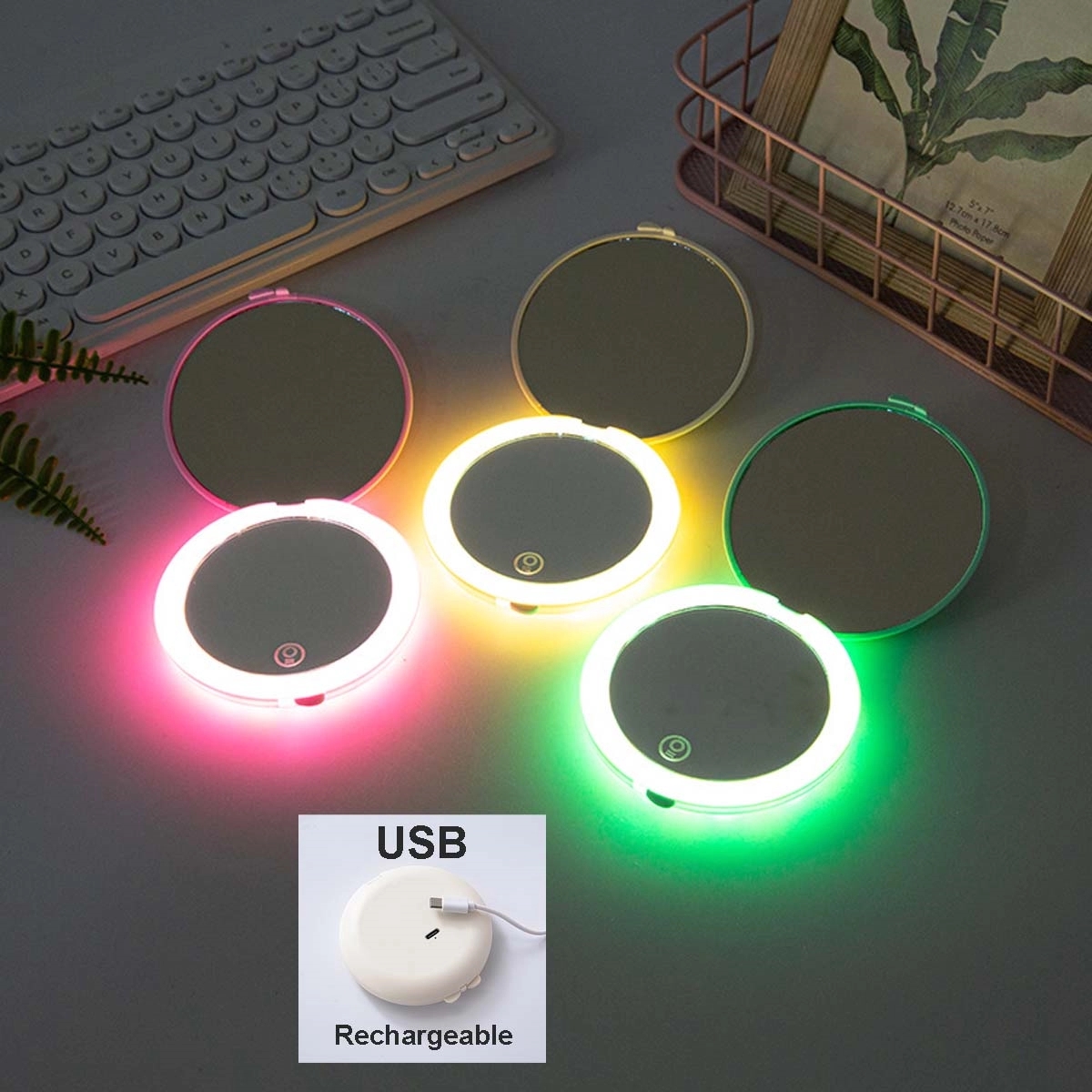 Rechargeable Led Compact Makeup Mirror 2