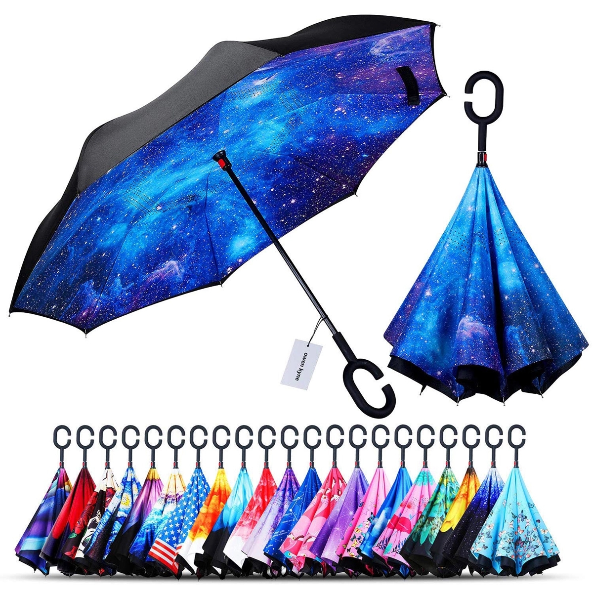 Reverse Umbrellas With C-Shaped Handle 4