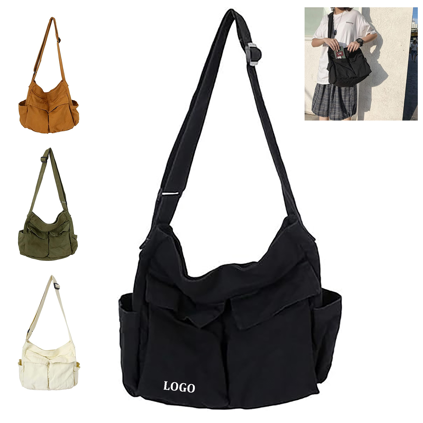 Vintage Canvas Crossbody Messenger Bag 5
