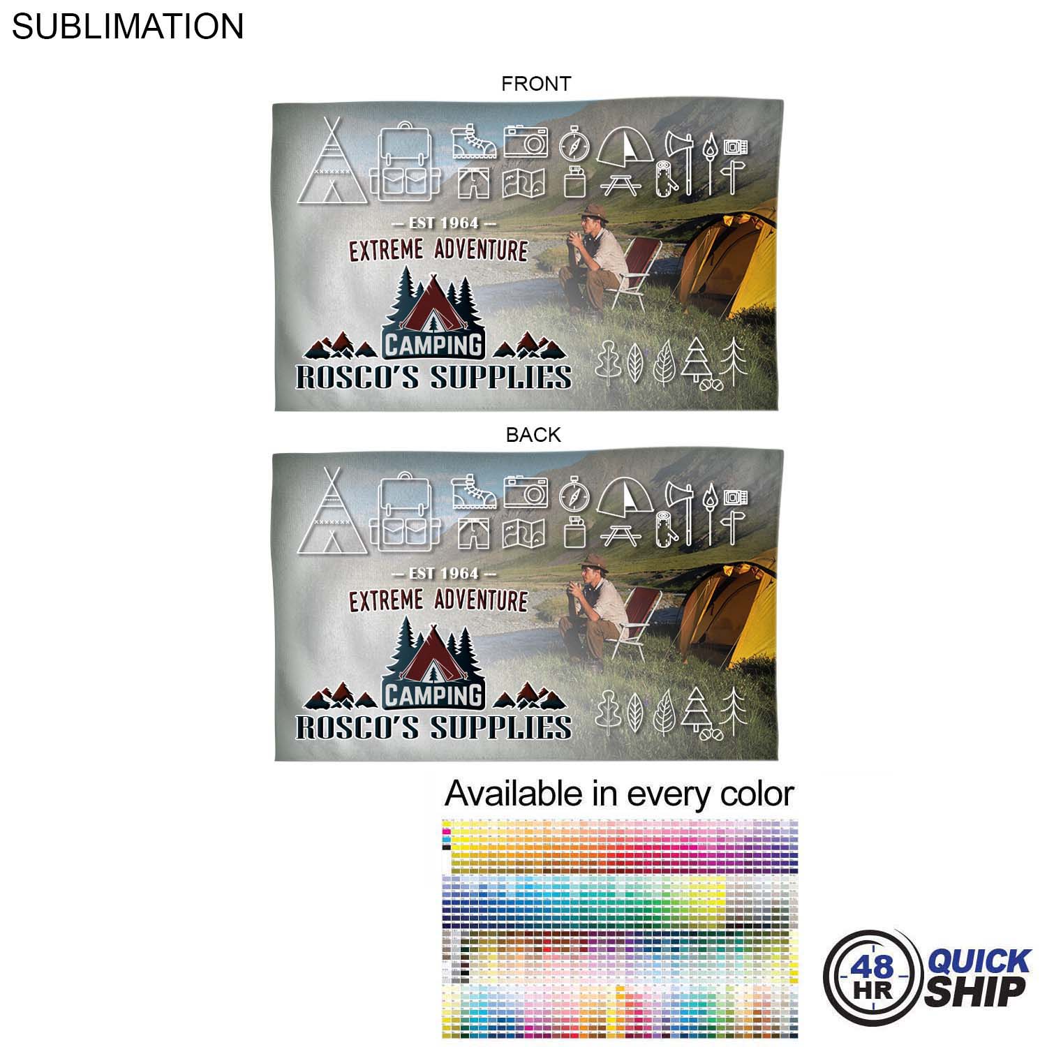 48Hr Quick Ship - Microfiber Dri-lite Terry Branding Towel, 15x25, Sublimated Edge to Edge 2 sides 4