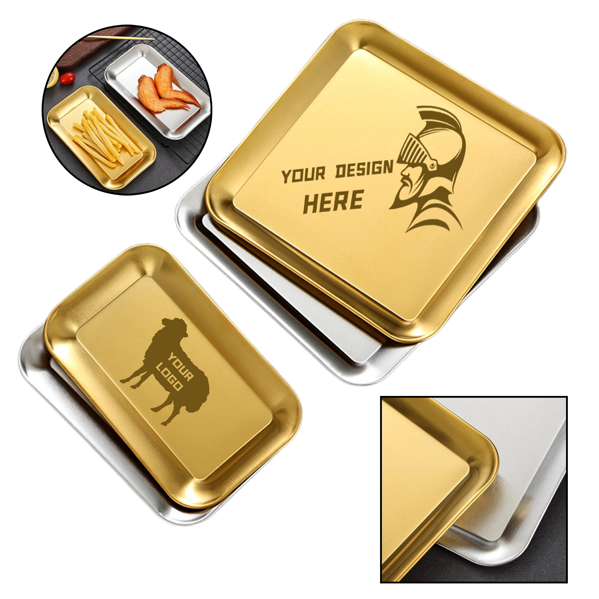 Gold Stainless Steel Square Plate 10