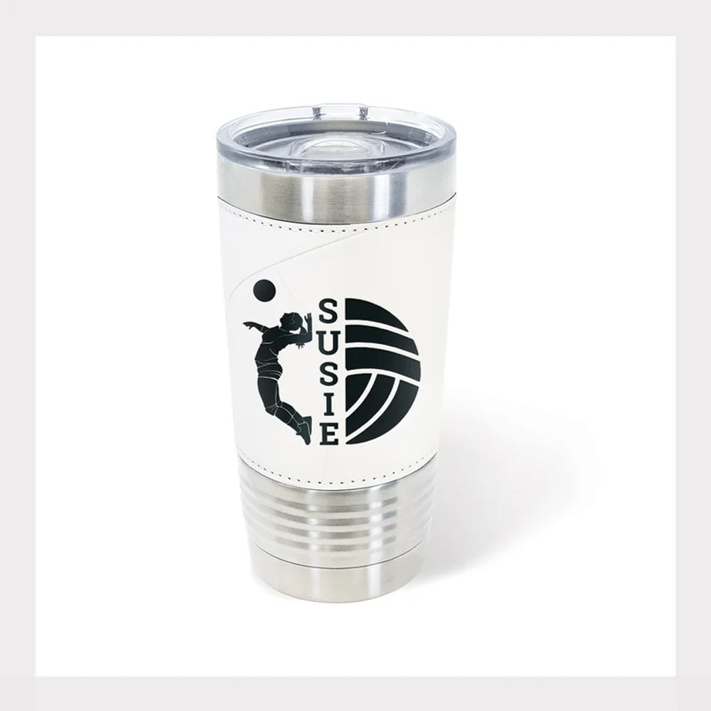 Soccer Leatherette Tumbler w/Slide Lid - 20 Oz. 3