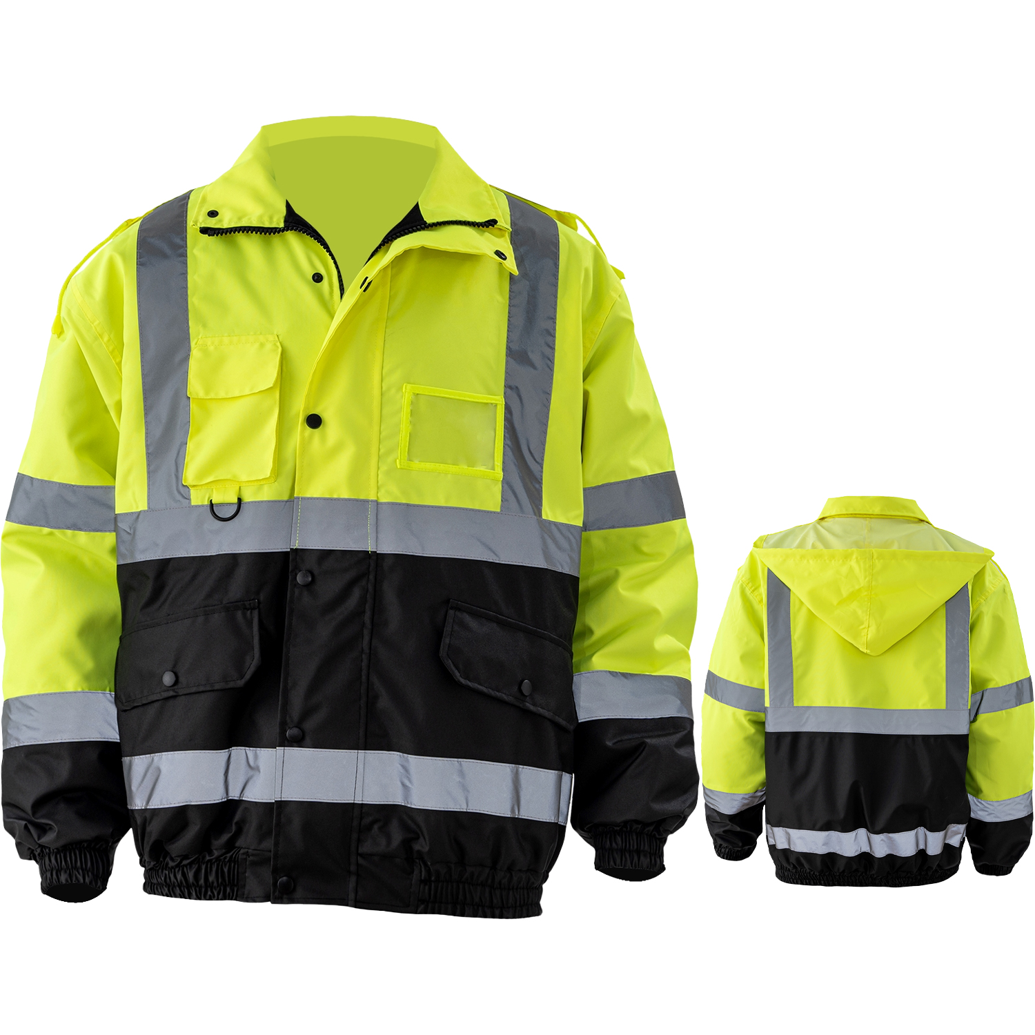 Class 3 Color Block 2" Reflective Tape Safety Bomber Jacket 2