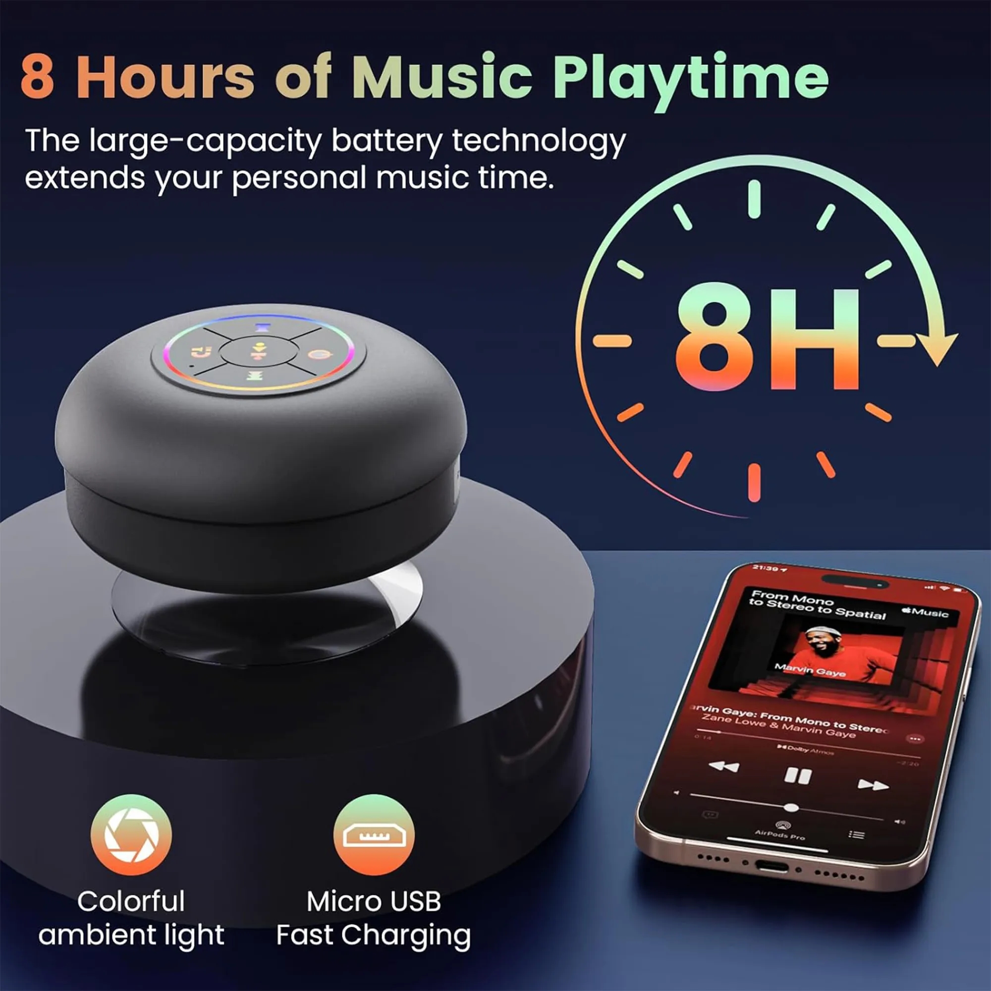 Waterproof Wireless Speaker With Suction Cup 2