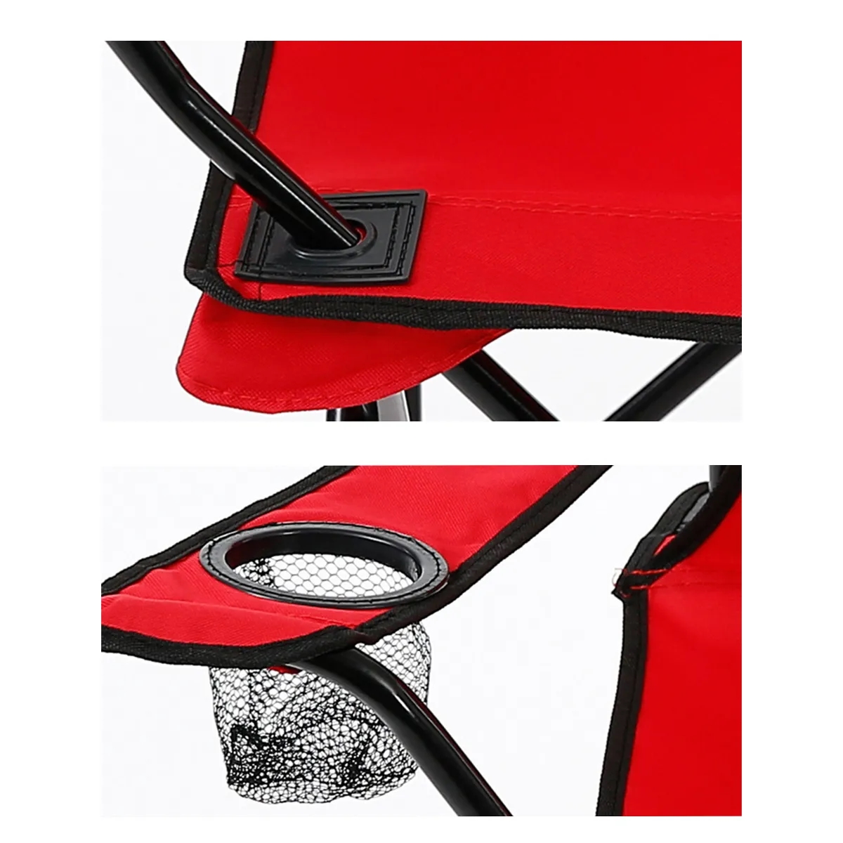 Portable Camping Folding Chair Fishing With Net Cup Holder 8