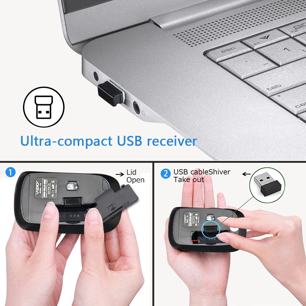 Black White Cordless Mouse For Laptop Desktop PC 2