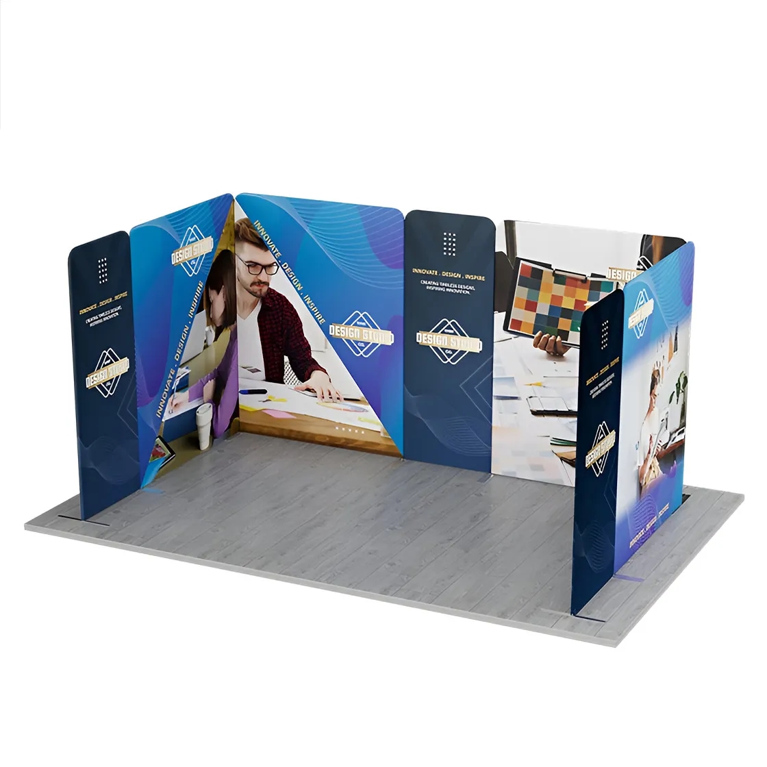 16.4x10ft Magnetic Modular Fabric Displays - U Shape Curved 3