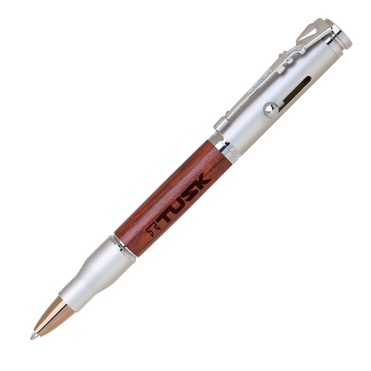 Bullet Brass Ball Point Pen ( Satin Chrome/ Chrome/ Wood) 2