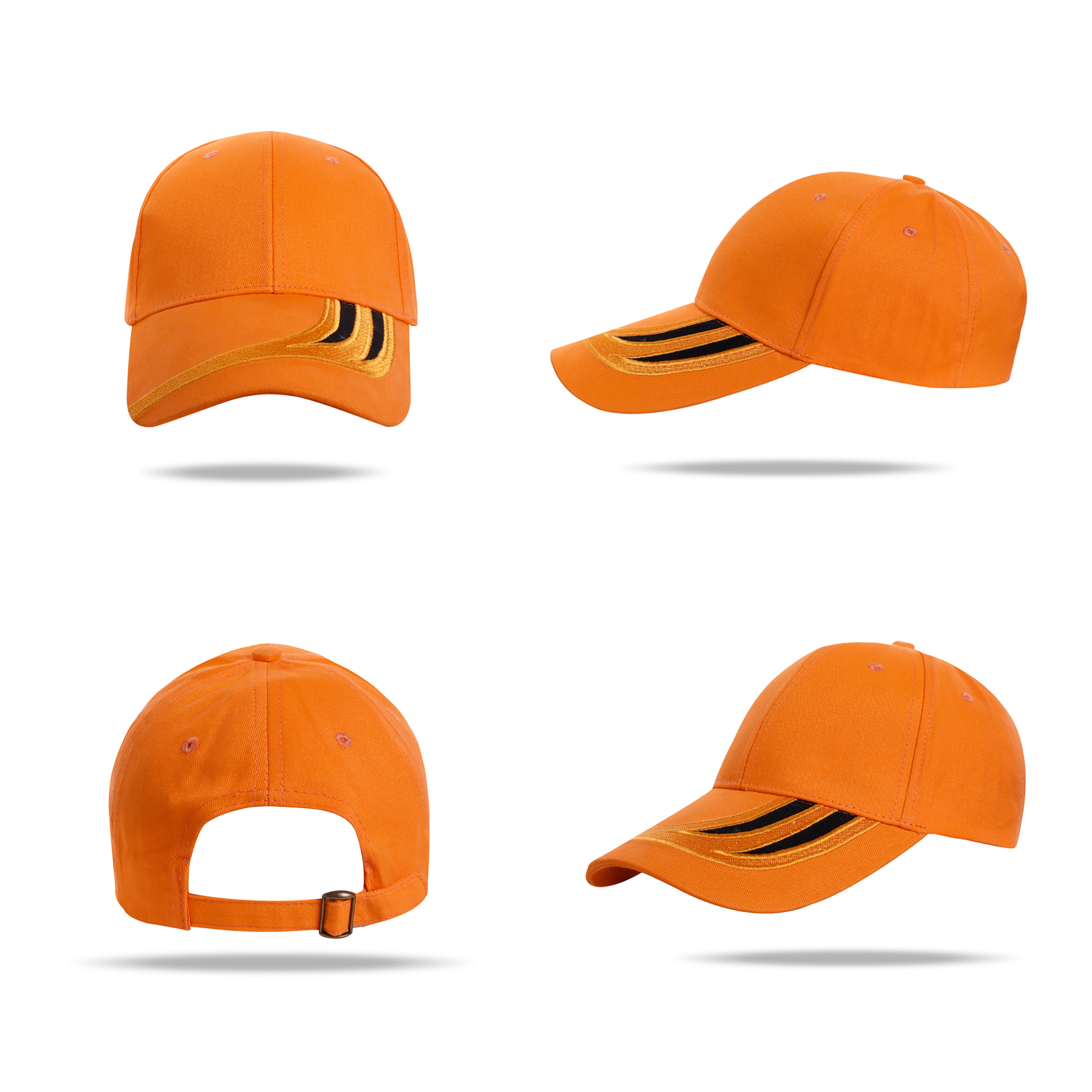 Stock 2-Tone Designed Cotton 6 Panel Cap w/Single Buckle Back Fastener 4