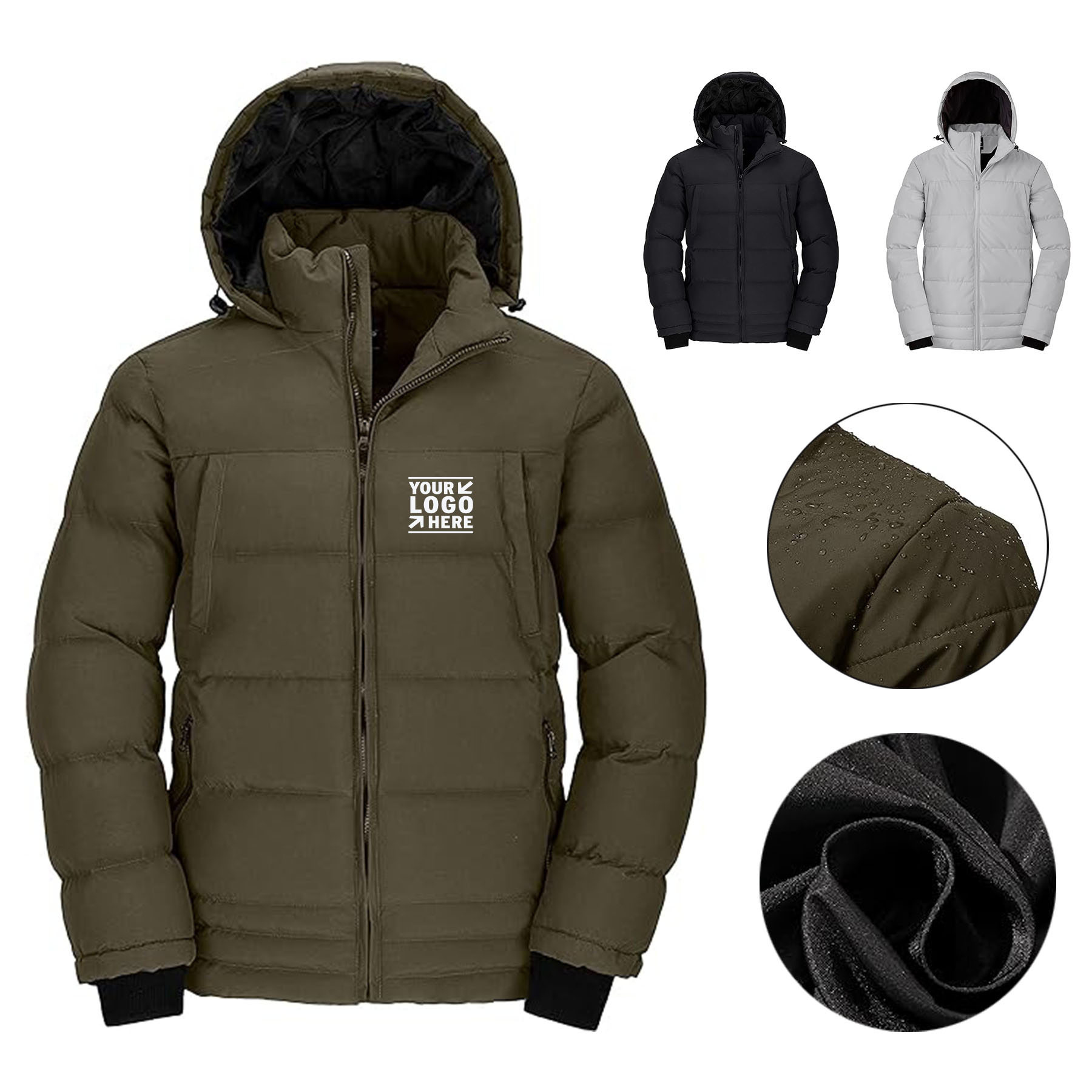 Men Thicken Water Resistant Insulated Puffer Jacket Warm Winter Coat with Hood 2