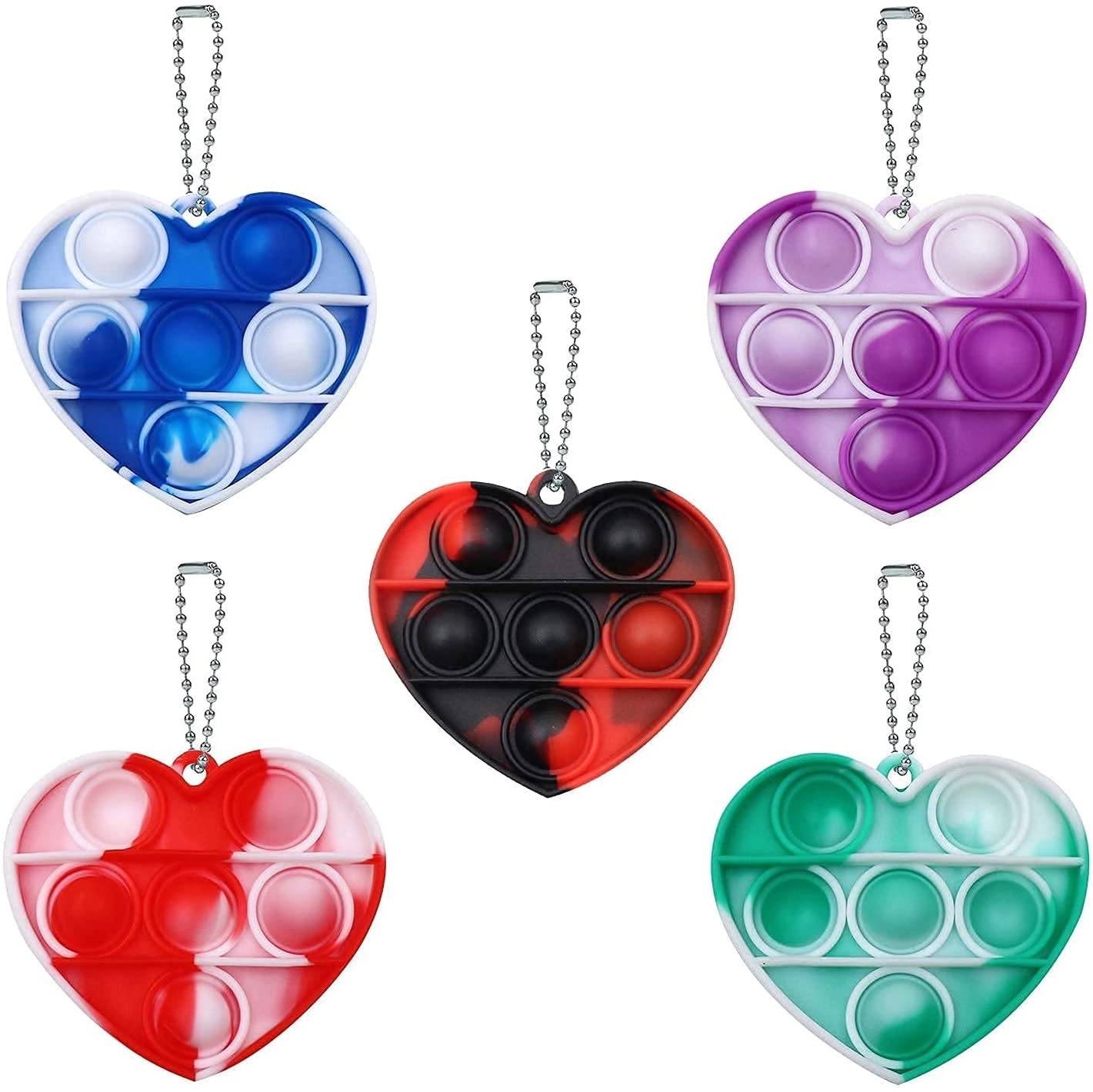 Fidget Popper Heart Shaped Toy w/Keychain 1