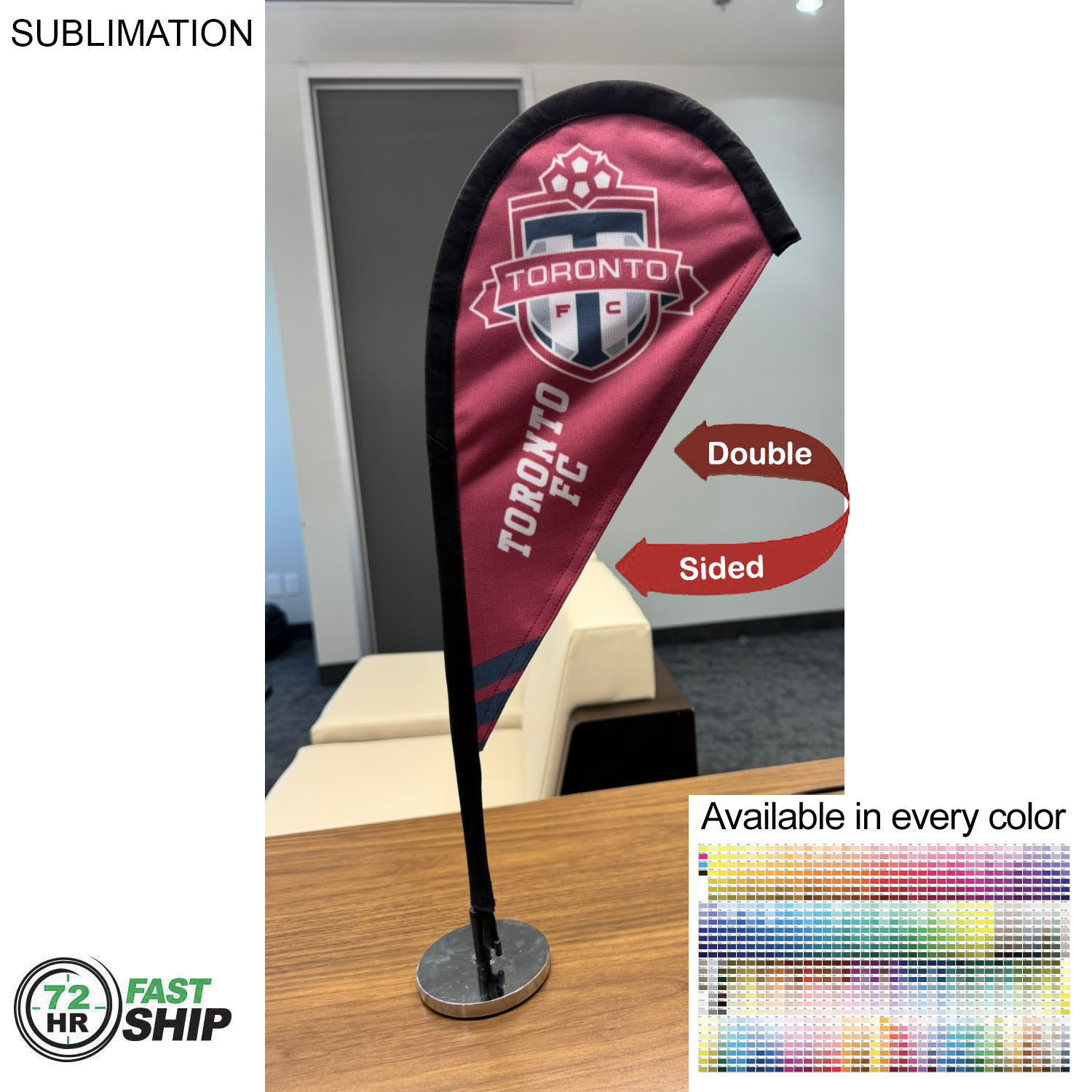 72Hr Fast Ship - Table Topper Teardrop Sail Sign Flag, 20", Full Color Graphics two sides