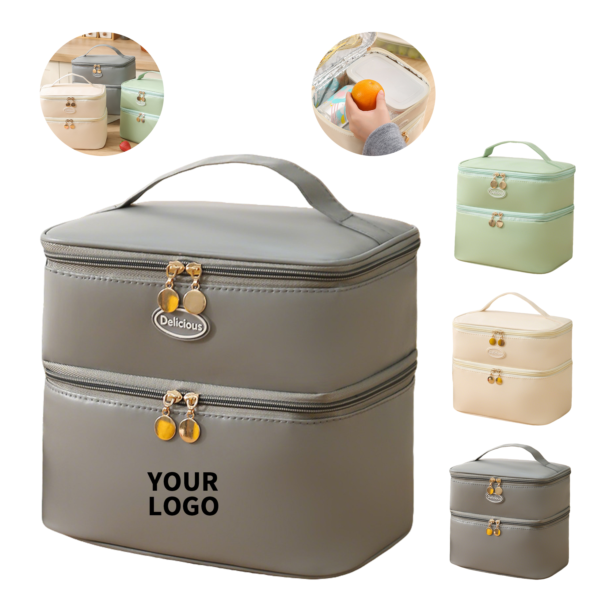 Polyurethane Double Layer Insulated Lunch Bag Carry Handle 1