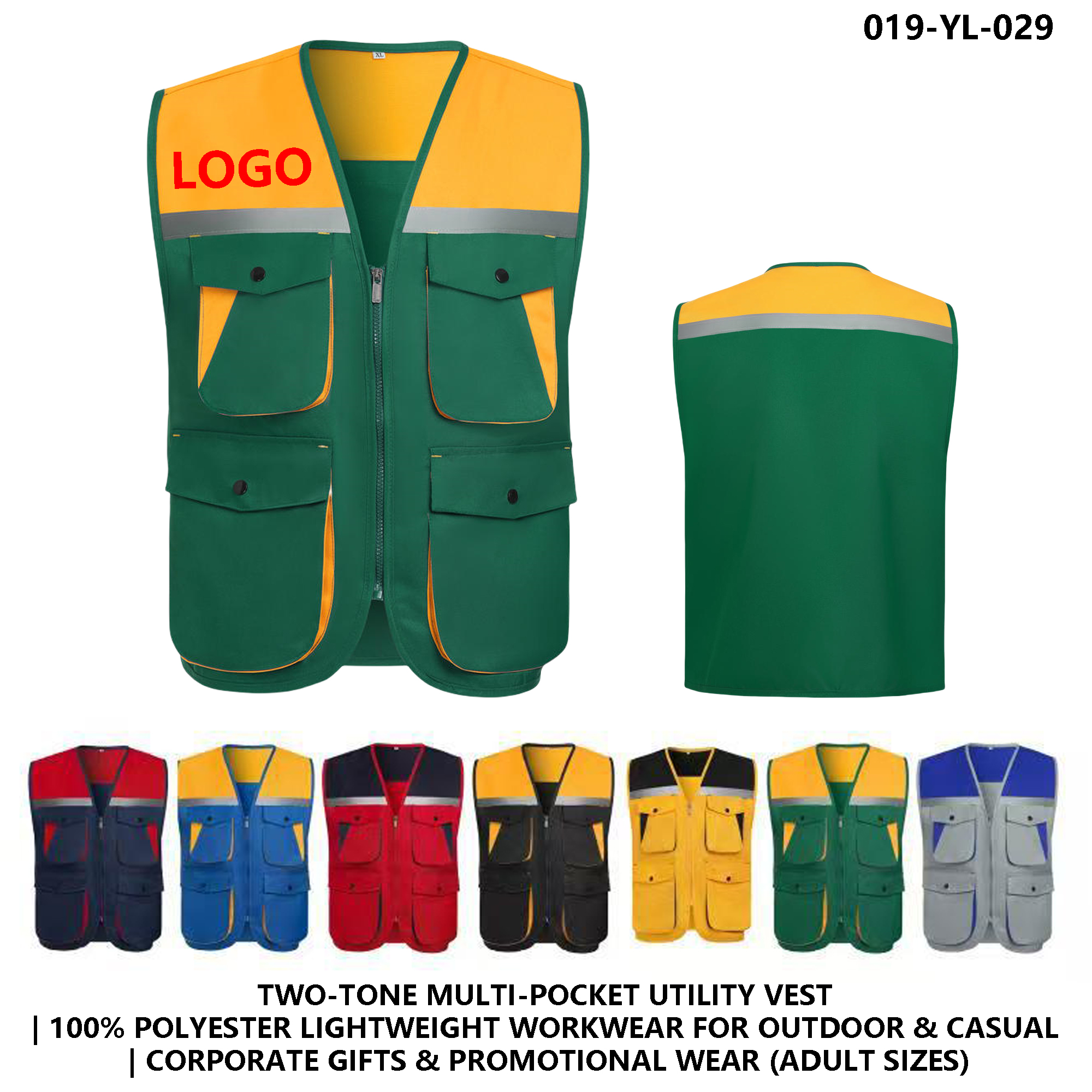 Color Block Utility Vest ?C Multiple Pockets, Custom Logo Available 2