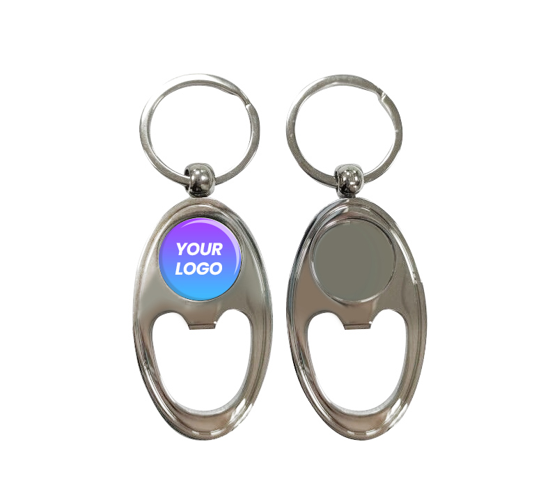 Oval Metal Bottle Opener Keyring 1