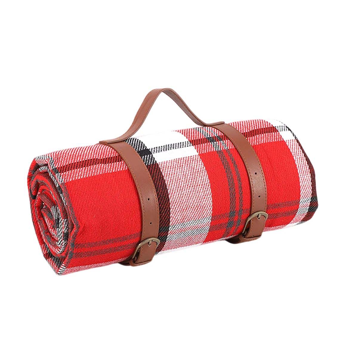 Leather Handle Picnic Blanket with Waterproof Backing 19