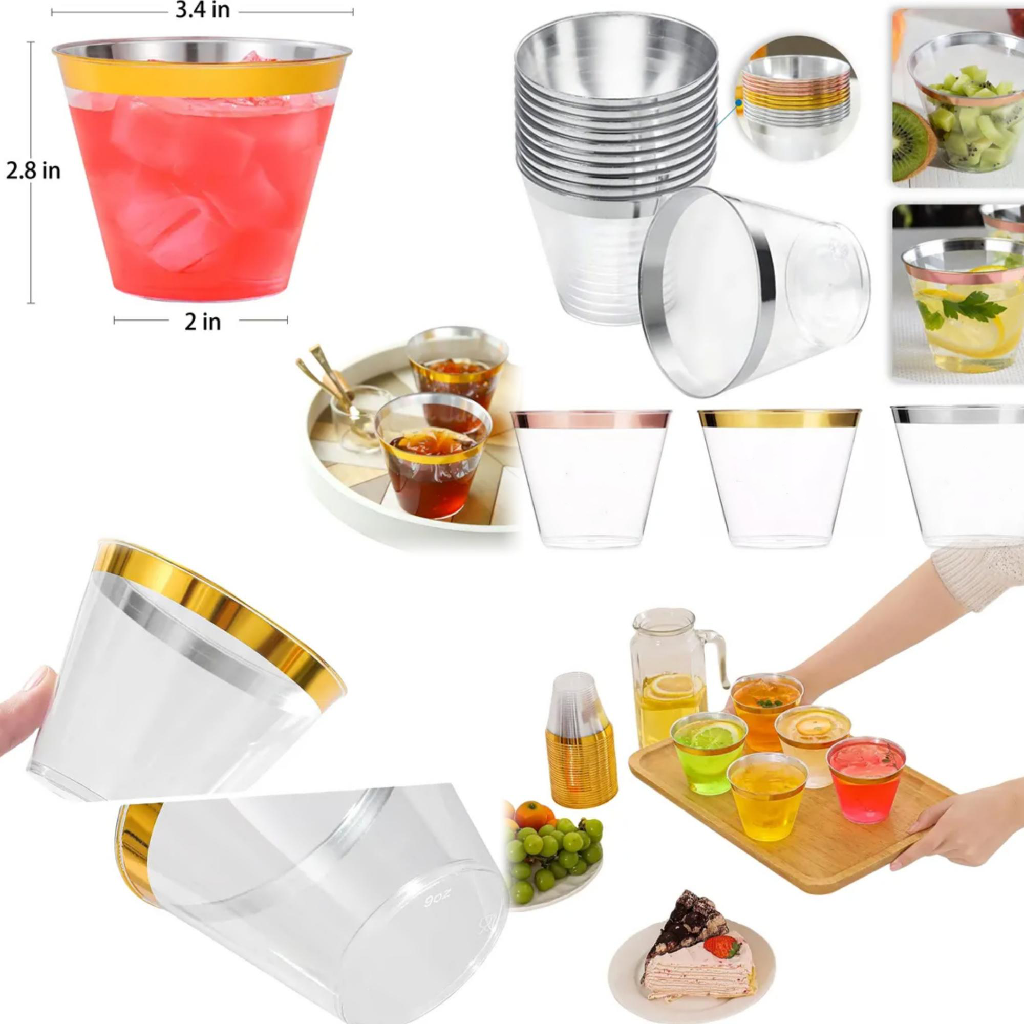 MOQ 50pcs Elegant Rimmed Plastic Cups 2