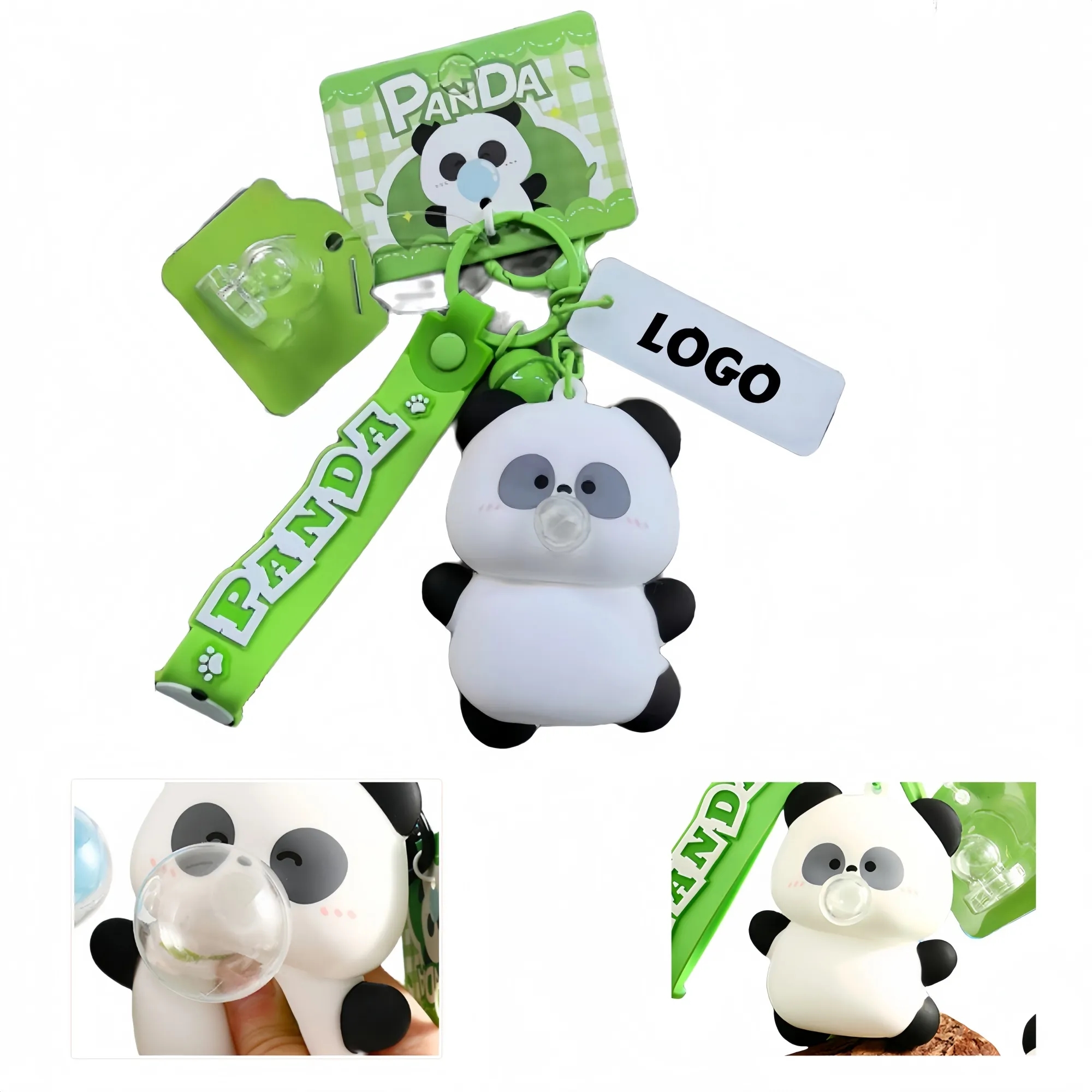 Silicone Bubble-Blowing Panda Keychain