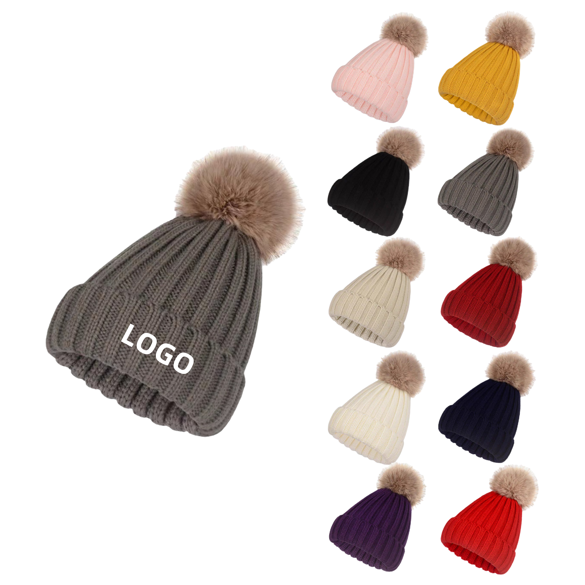 Winter Pompom Beanie Hat 2