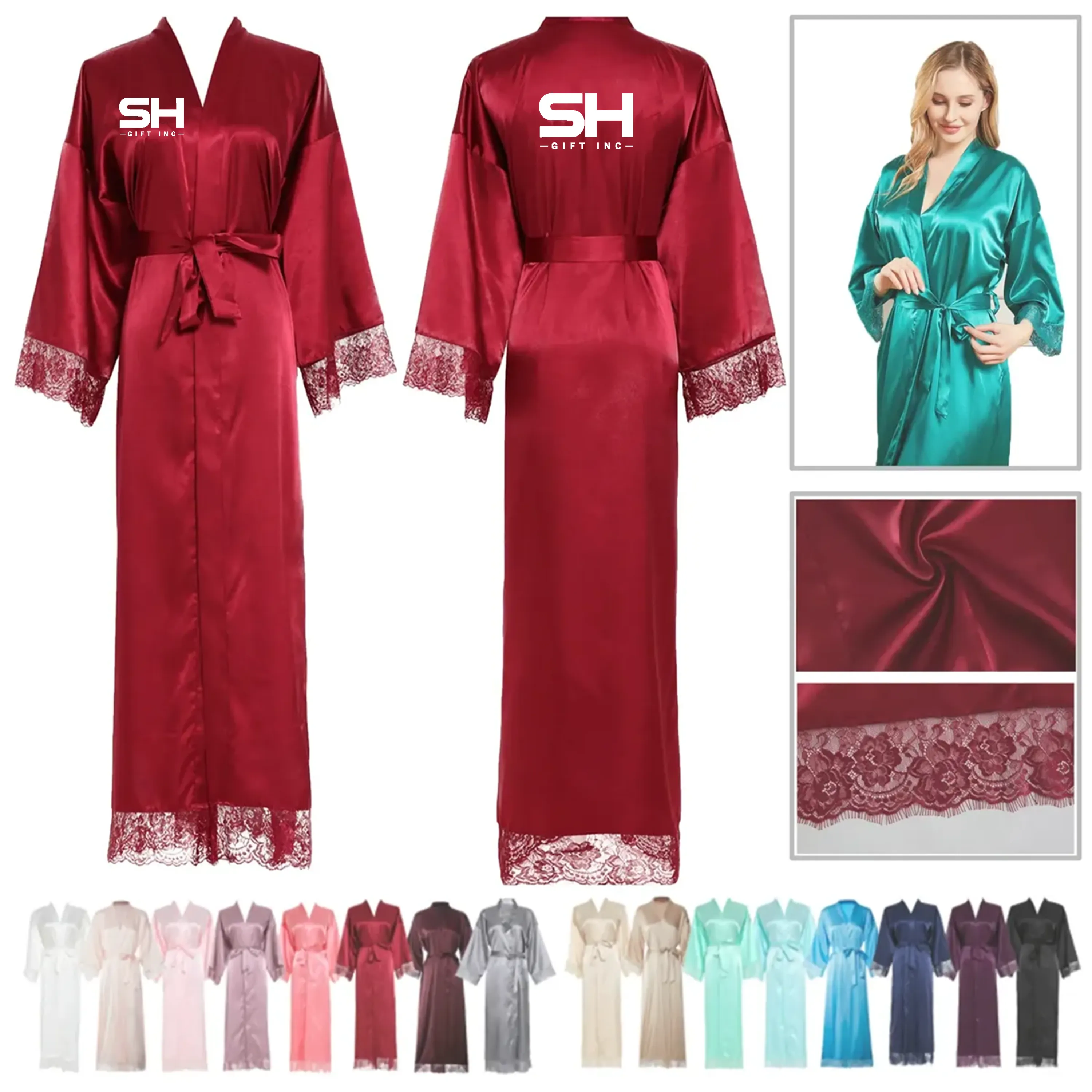 Women's Satin Robe Silk Pajamas Nightwear 1