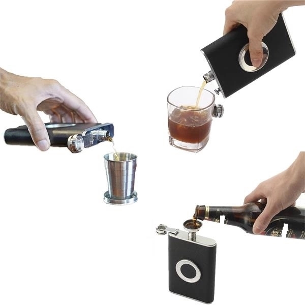 Hip Flask With Collapsible Shot Glass 2