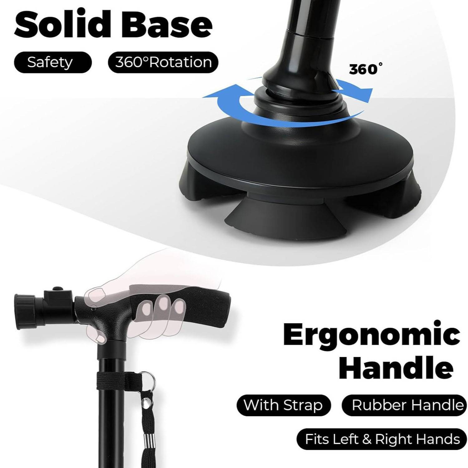 Adjustable Potrable Non-Slip LED Folding Walking Cane 4