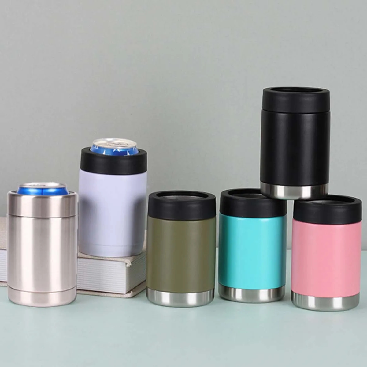 12 oz. Can Cooler Stainless Steel Insulated Universal Holder 6