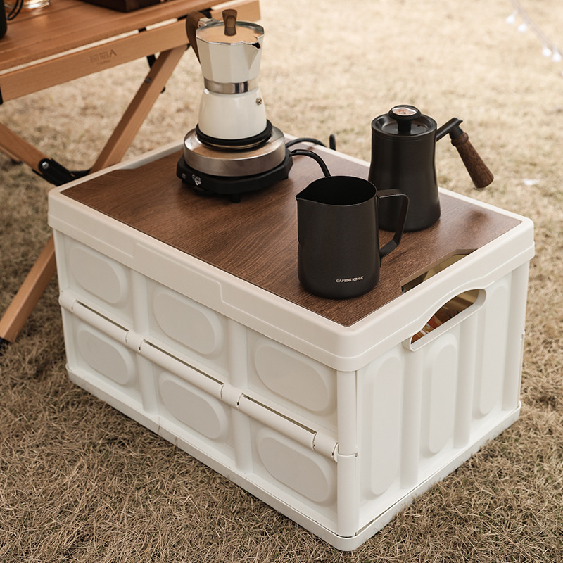 OEM Folding Storage Bins with Wood Lid 1