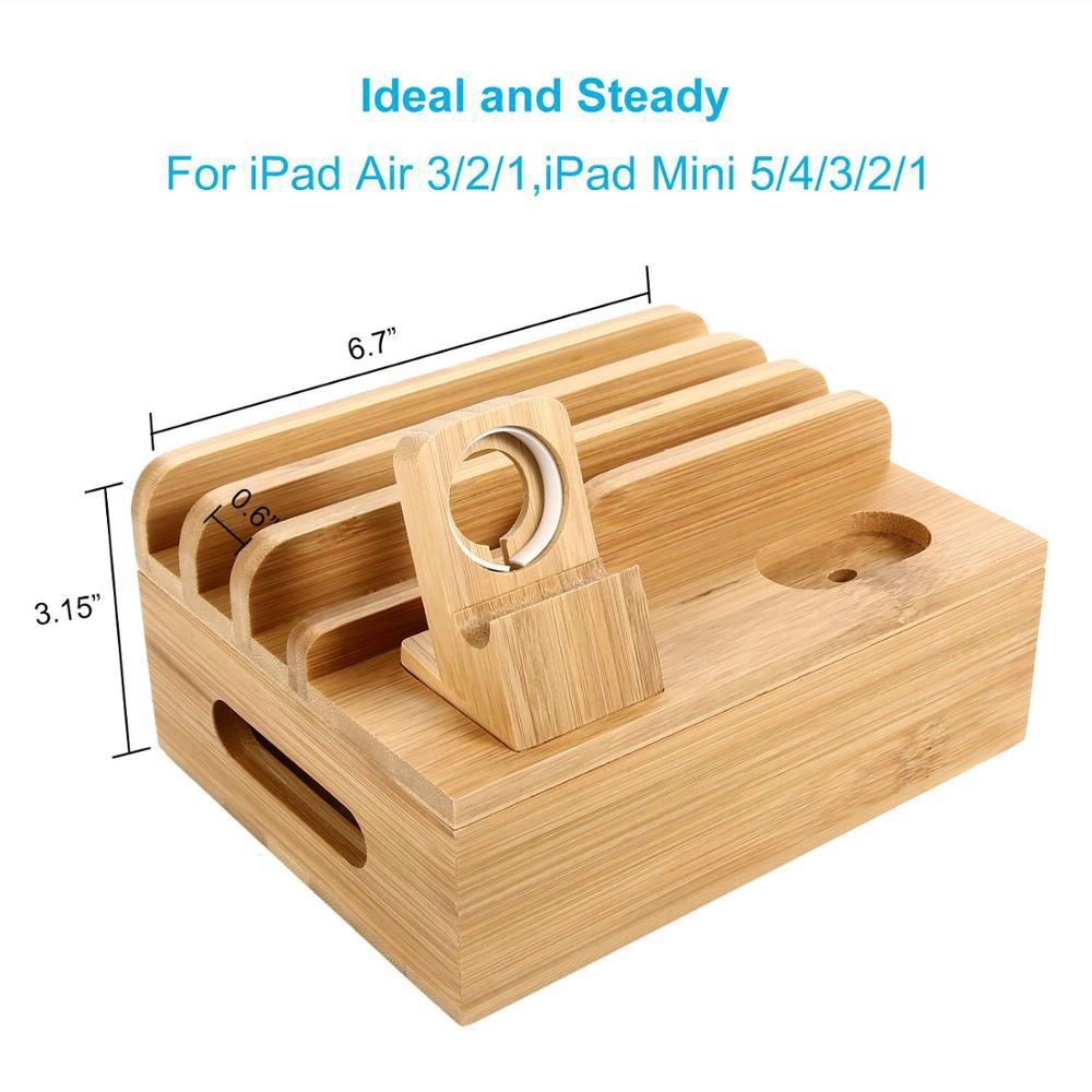 Bamboo Charging Station For Multi Device 5