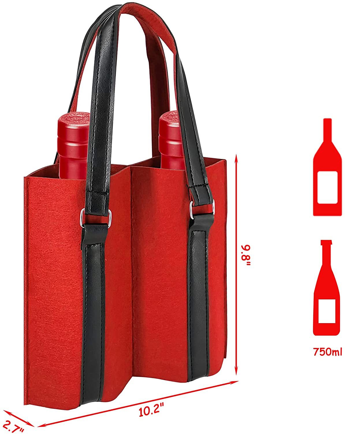 Felt 2-Bottle Wine Carrier Tote Gift Bag 3
