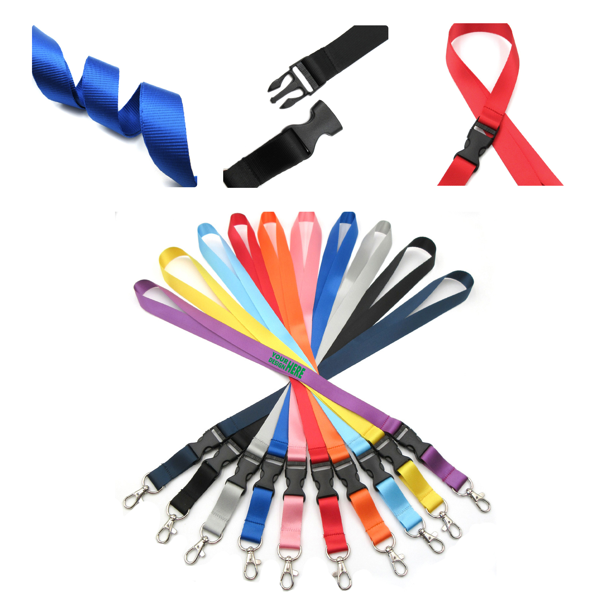 MOQ 50 Customizable Nylon Lanyard with Detachable Buckle 2
