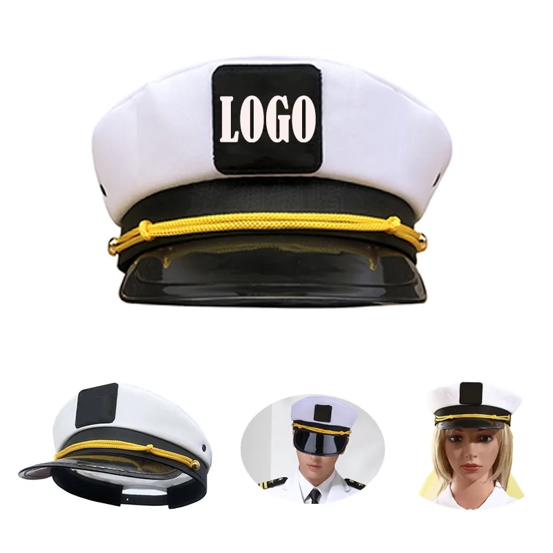 White Adjustable embroidered navy hat 3