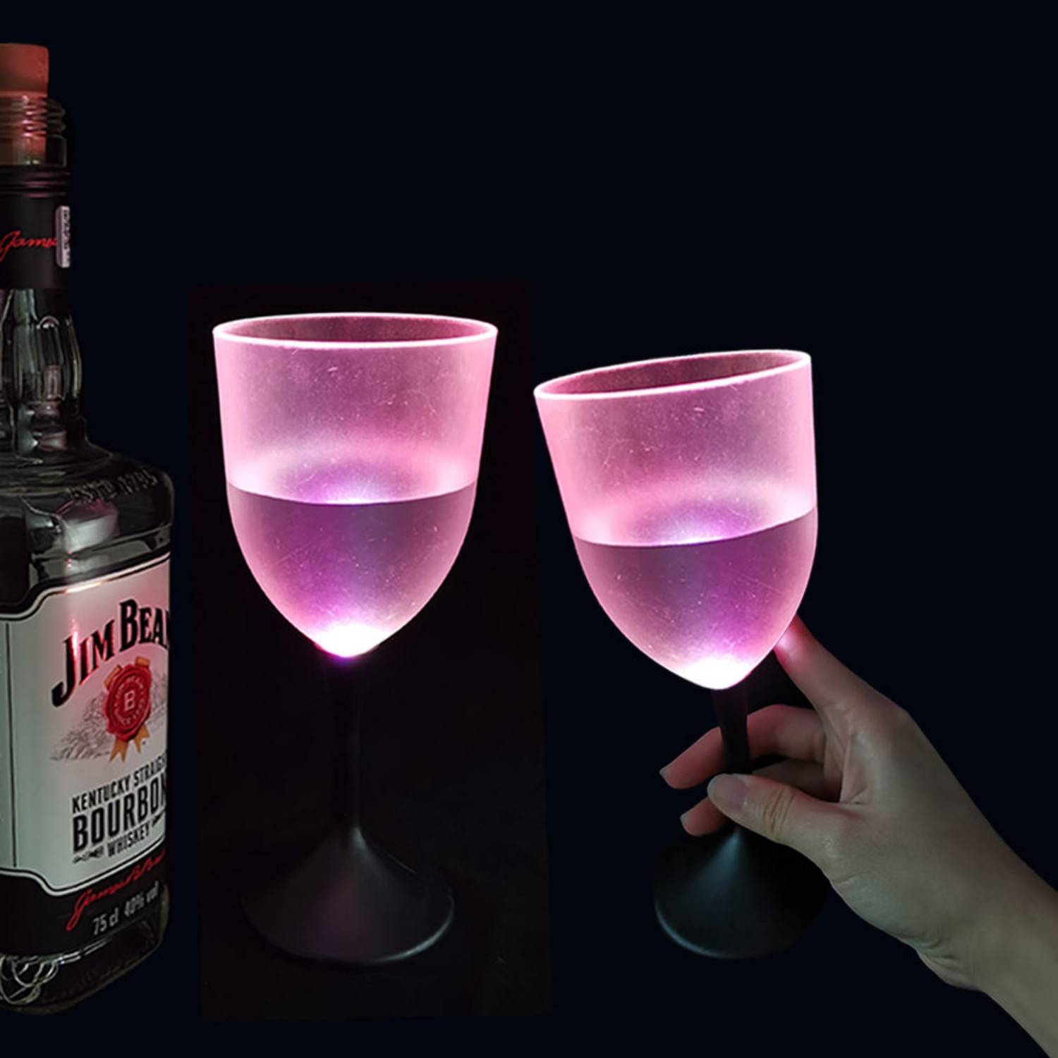 10oz Frosted LED Light UP Plastic Wine Glass 13