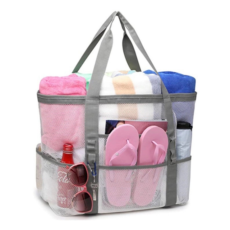 Large Capacity Mesh Beach Bag with 9 Pockets 4