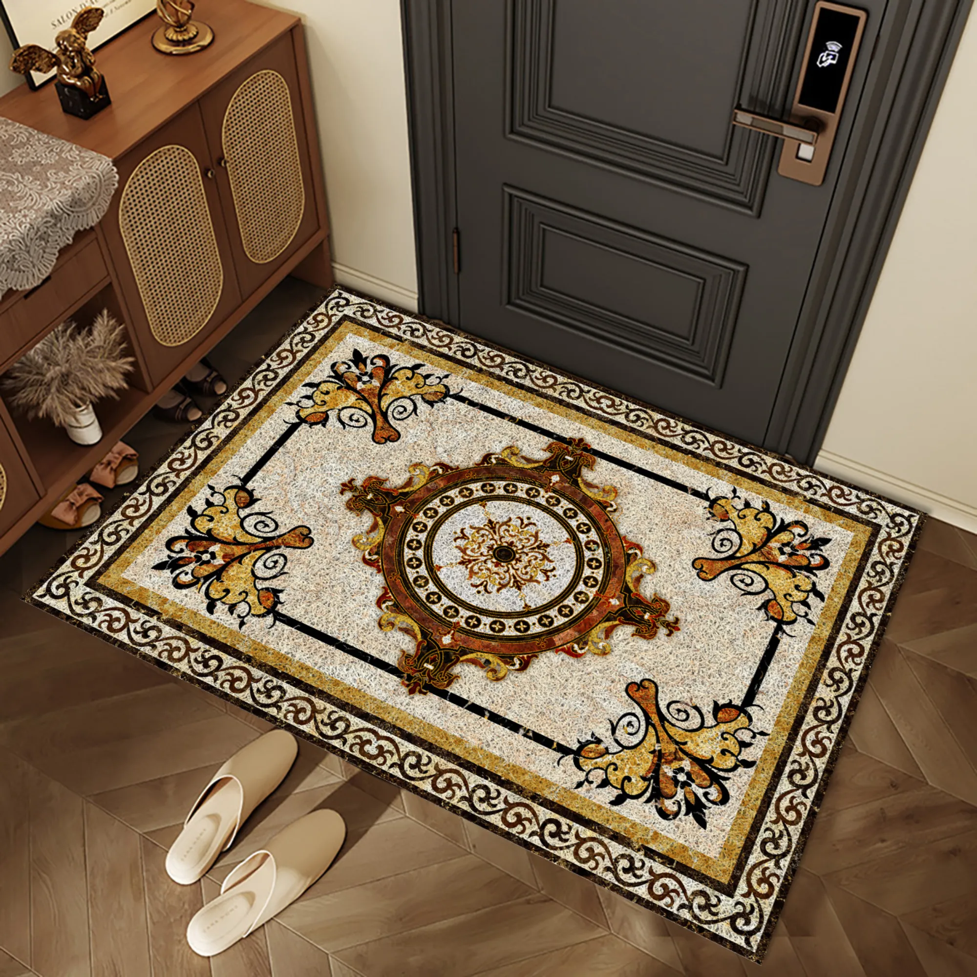 Colorful Ornate Patterned Round Custom Logo Area Rugs 2