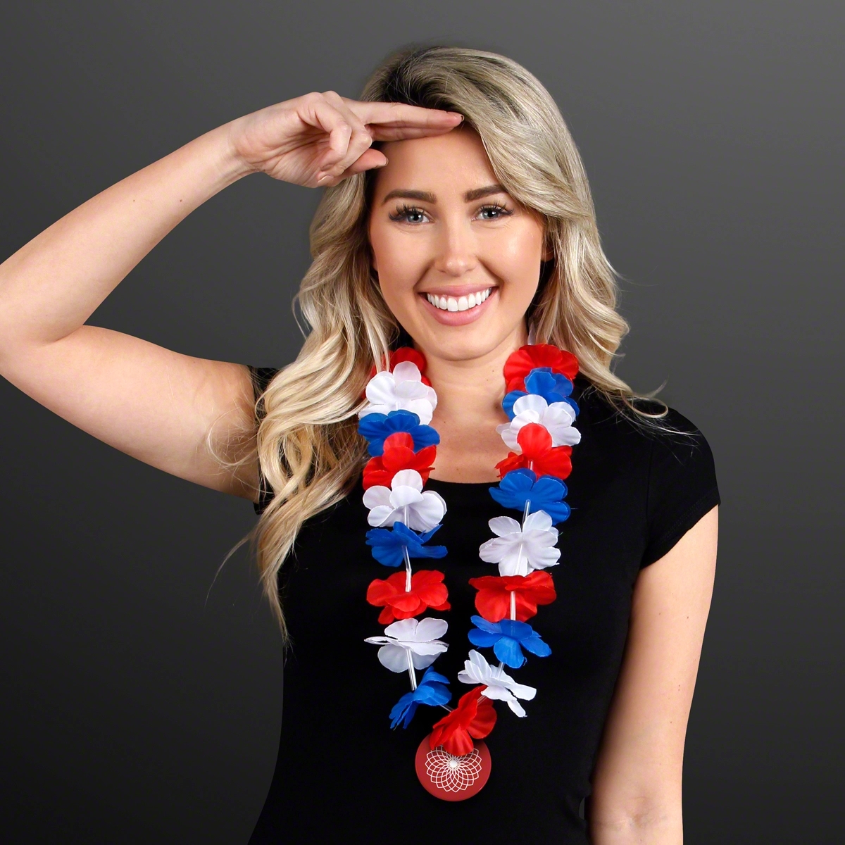 Red White & Blue USA Leis with Medallion (Non-Light Up) 4