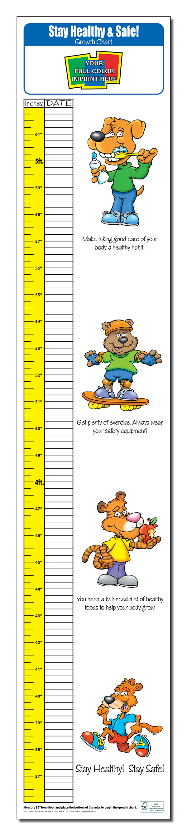 GROWTH CHART - Stay Healthy & Safe Children's Growth Chart 3