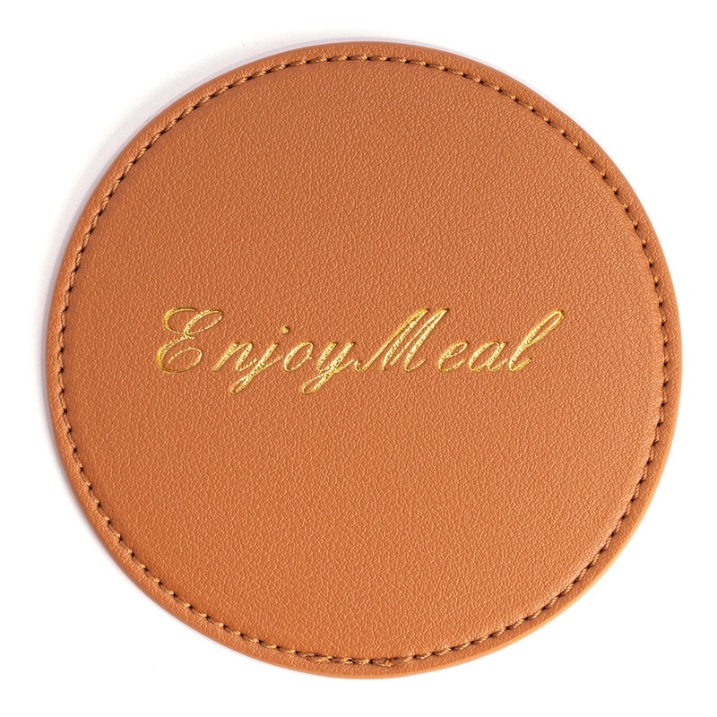 Vintage Round Leather Coaster 12