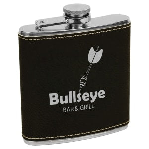 6 Oz. Laserable Leatherette Stainless Steel Flask, custom water bottle with logo imprint 15