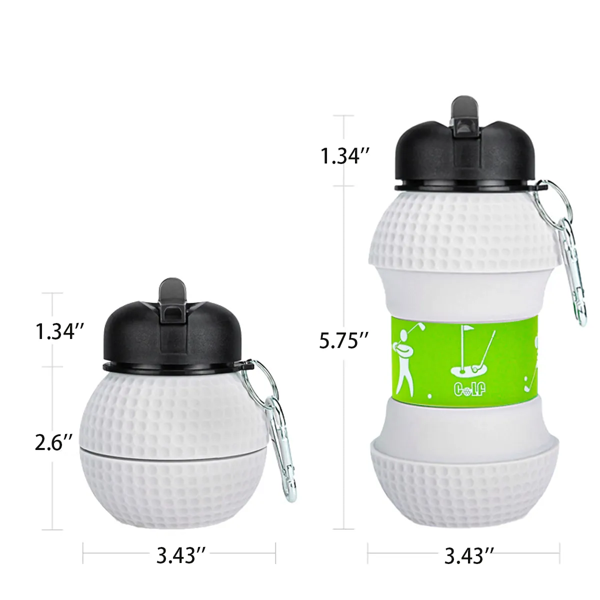 Bowling Foldable Basketball Clip-On Collapsible Water Bottle 2