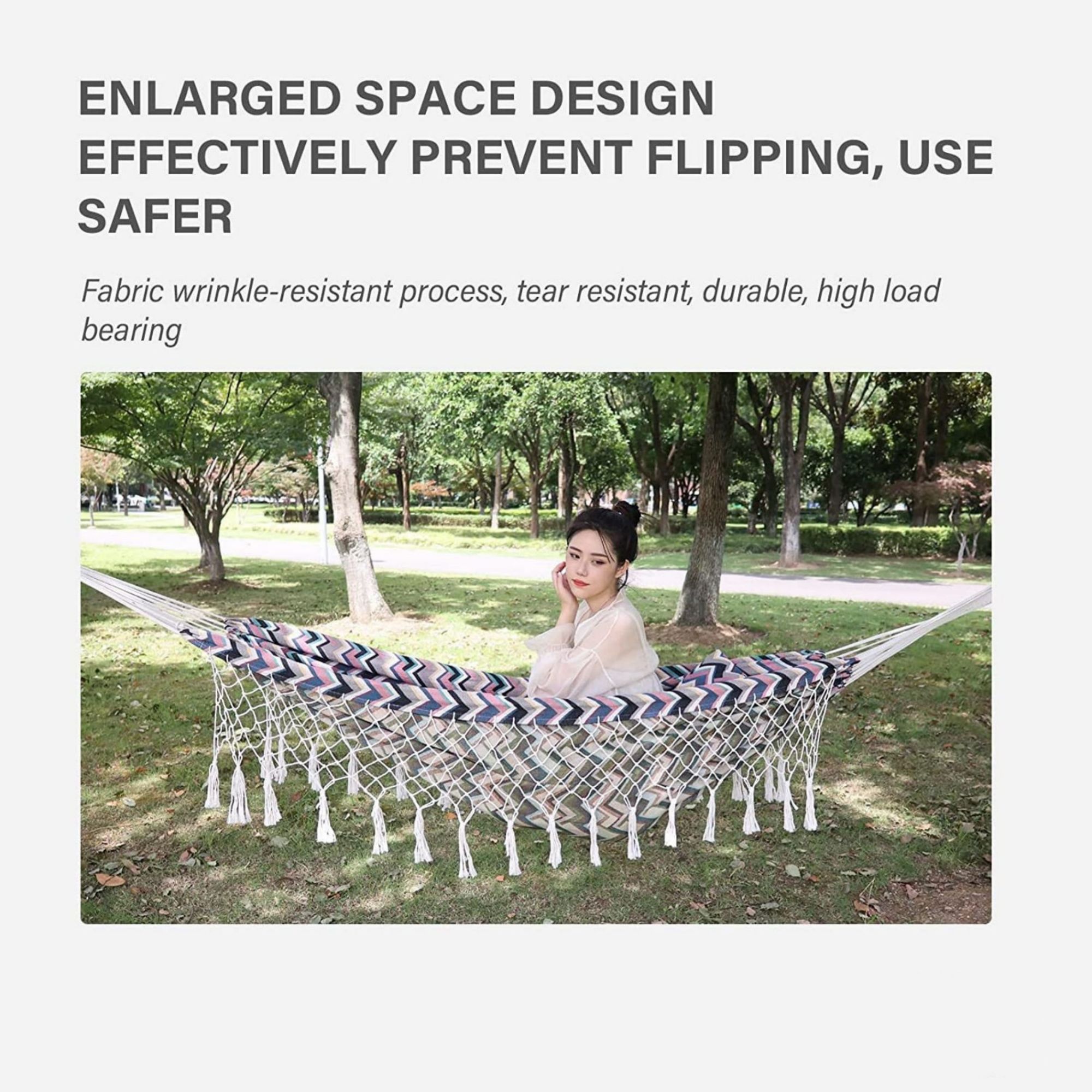 Camping Hammock With Colorful Wave Pattern 2