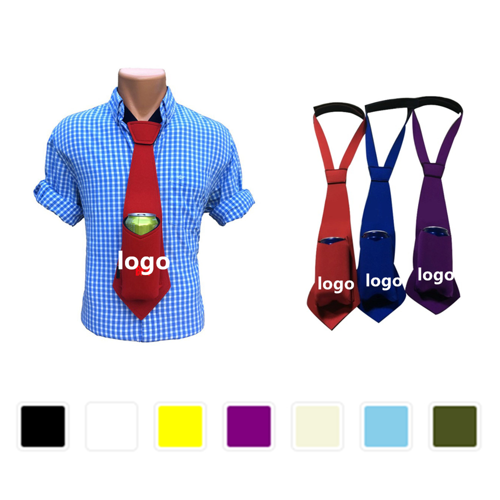 Neoprene Neck Tie Can Cooler, custom koozie with logo imprint 2