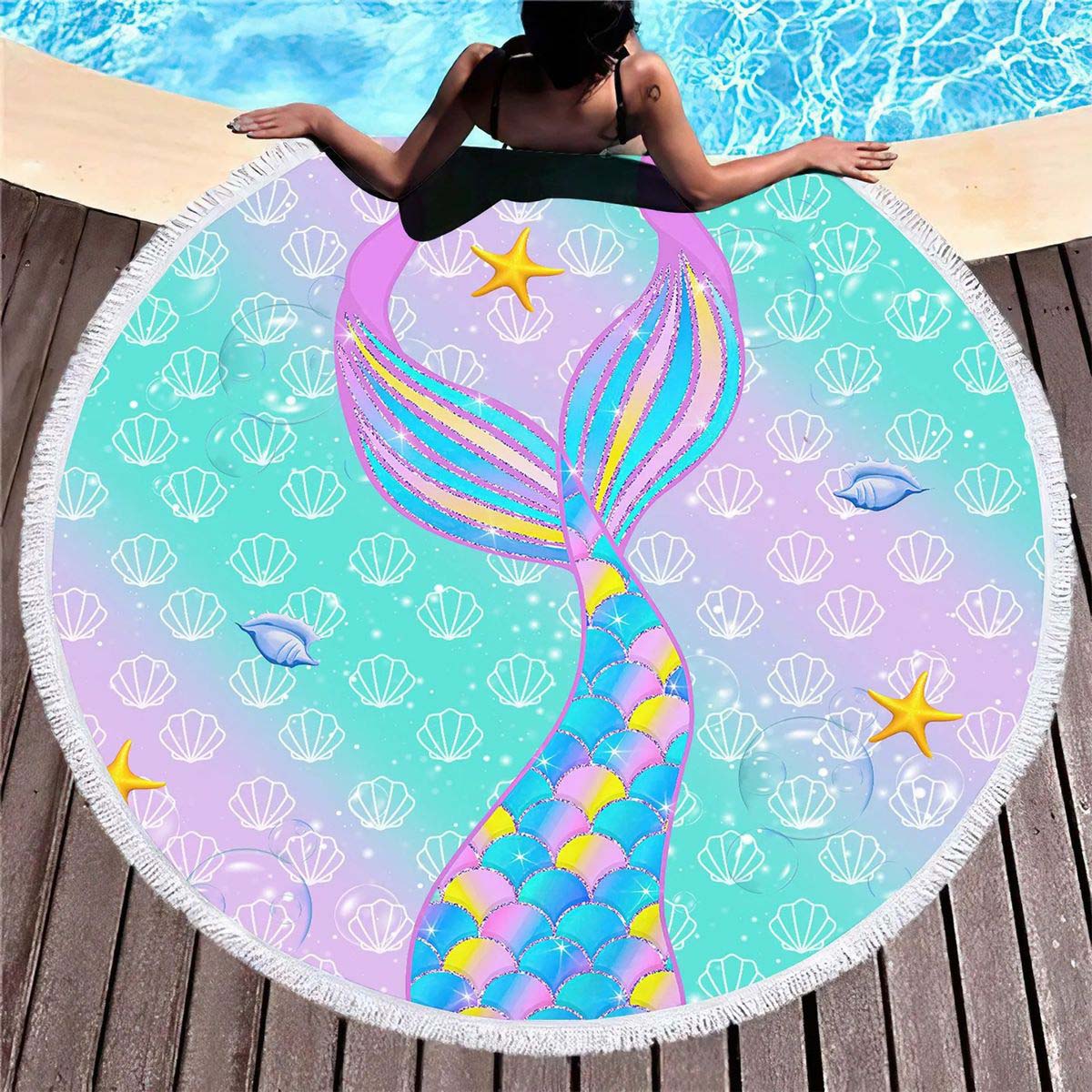 Soft Round Beach Towel with Quick Dry Microfiber 22