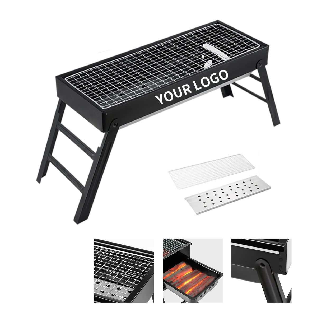 Portable Folding Steel Charcoal Grill for Outdoor Cooking 3