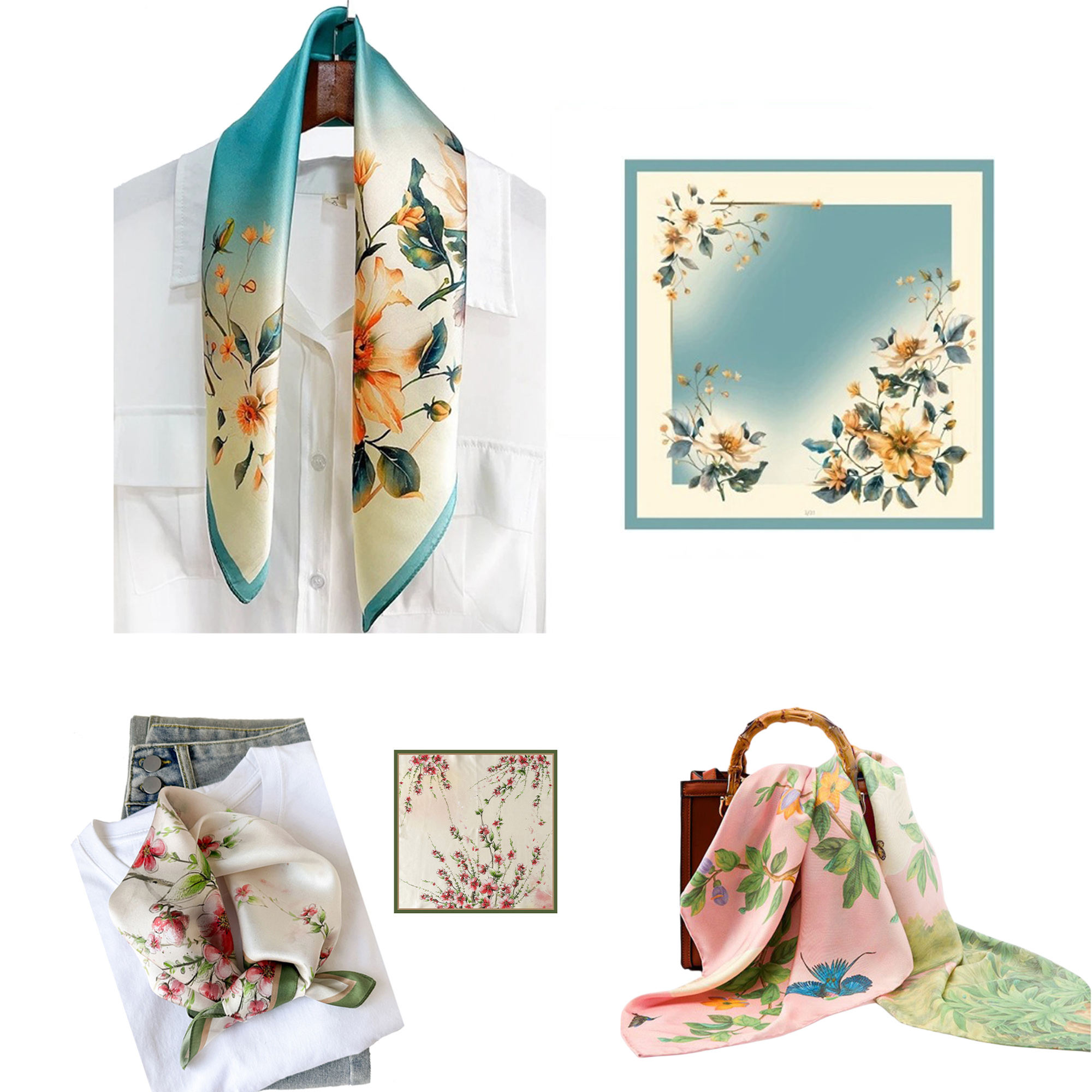 100% Mulberry Silk Bandana Scarf 1