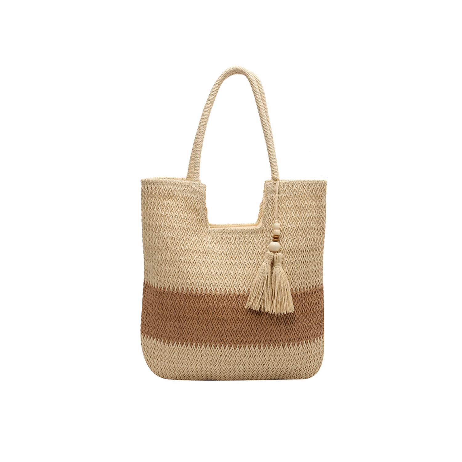 Large Capacity Summer Beach Weaving Bags with Tassels, custom tote bag with logo imprint 6