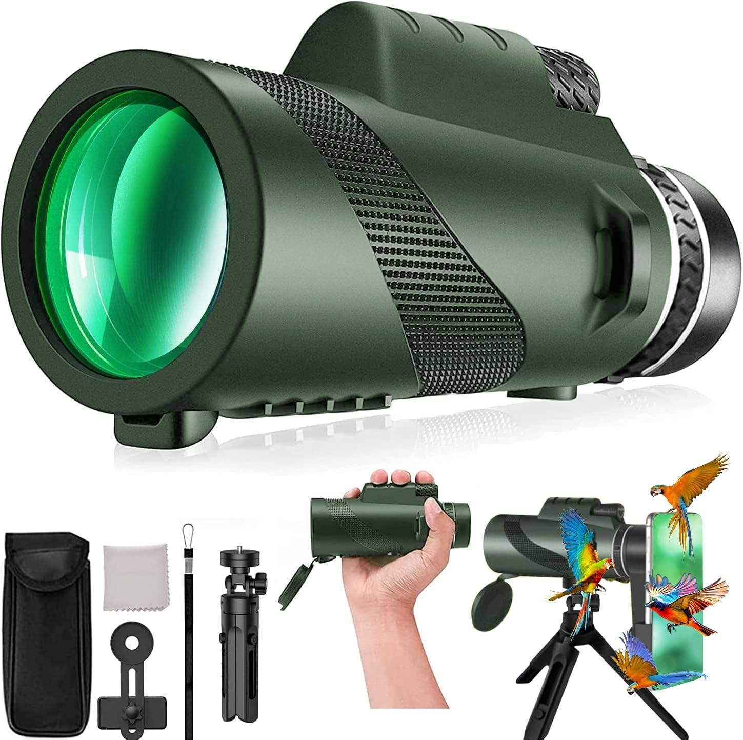 Monocular Telescope w/ Phone Clip & Tripod for Birdwatching 8