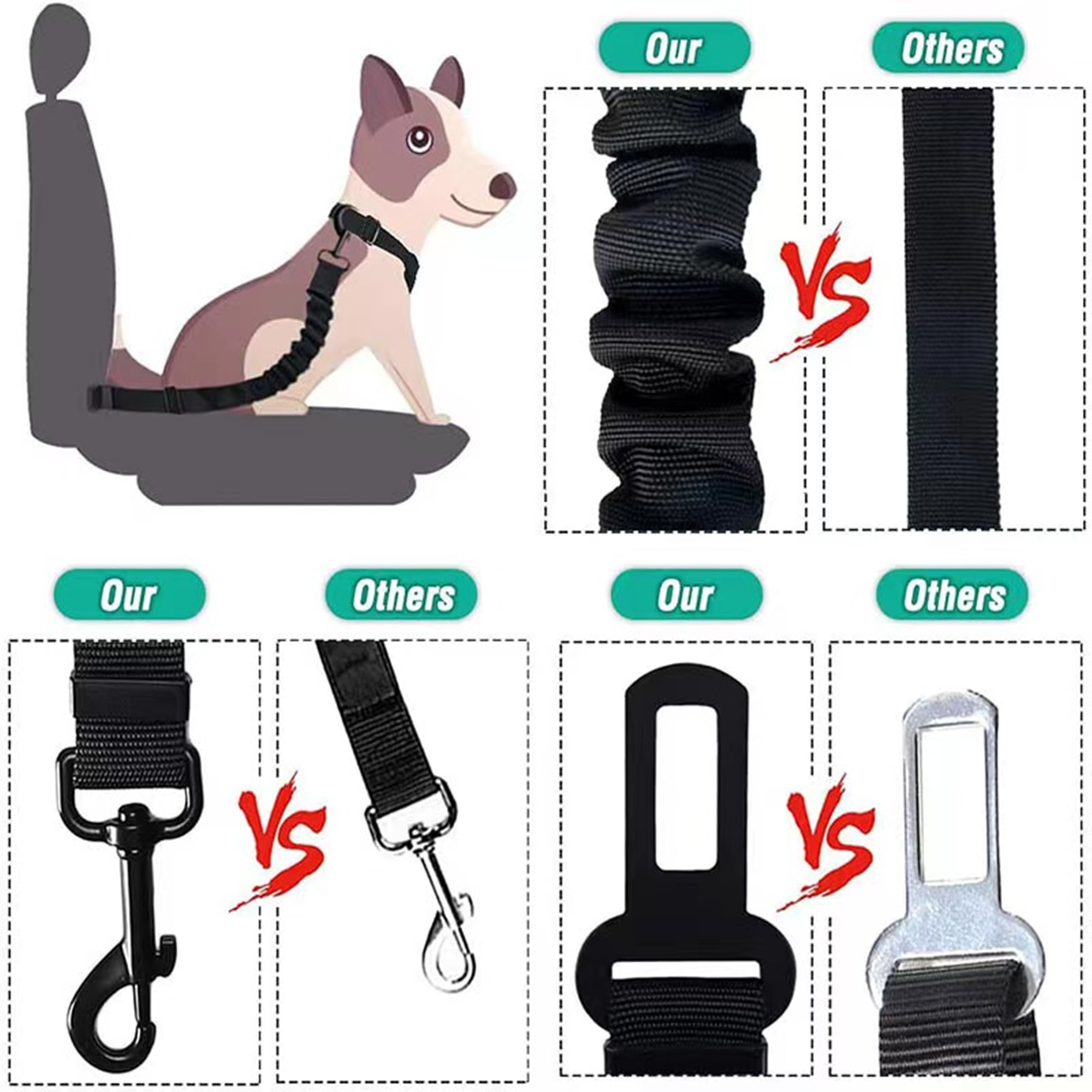 Adjustable Dog Seatbelts Harness For Car 2